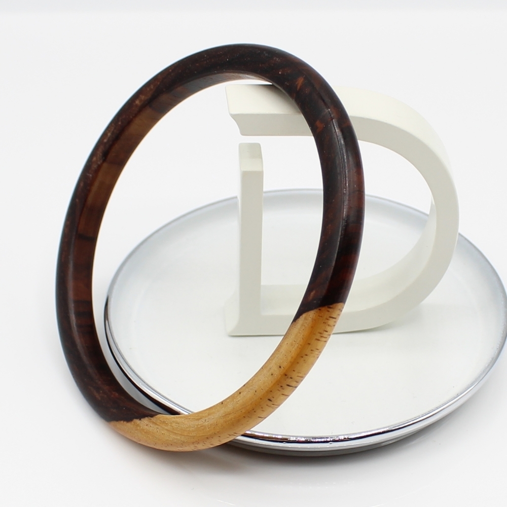 Vintage boho wood bangle bracelet
